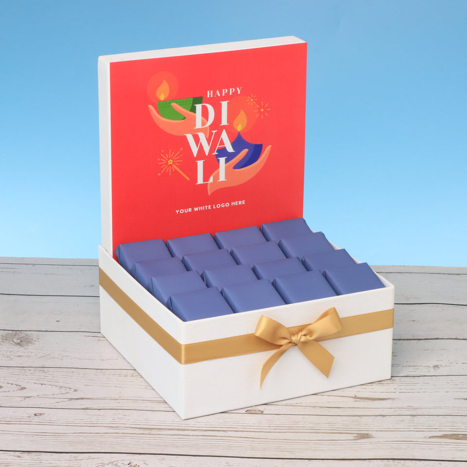 Corporate customized diwali holding hands red designed premium chocolate medium hamper