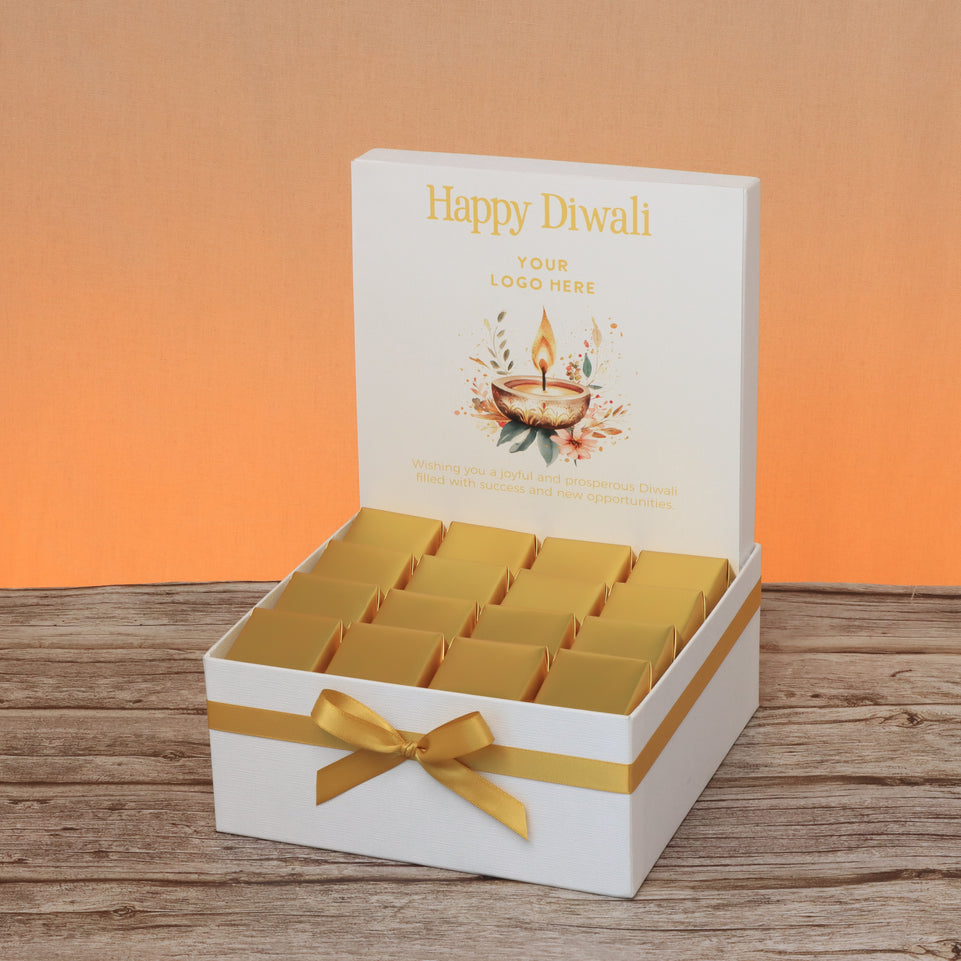 Corporate customized diwali floral candle designed premium chocolate medium hamper