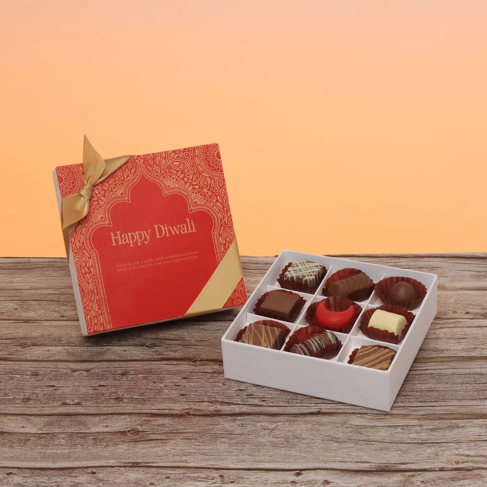 Happy diwali festive frame designed premium chocolate 9P hard box