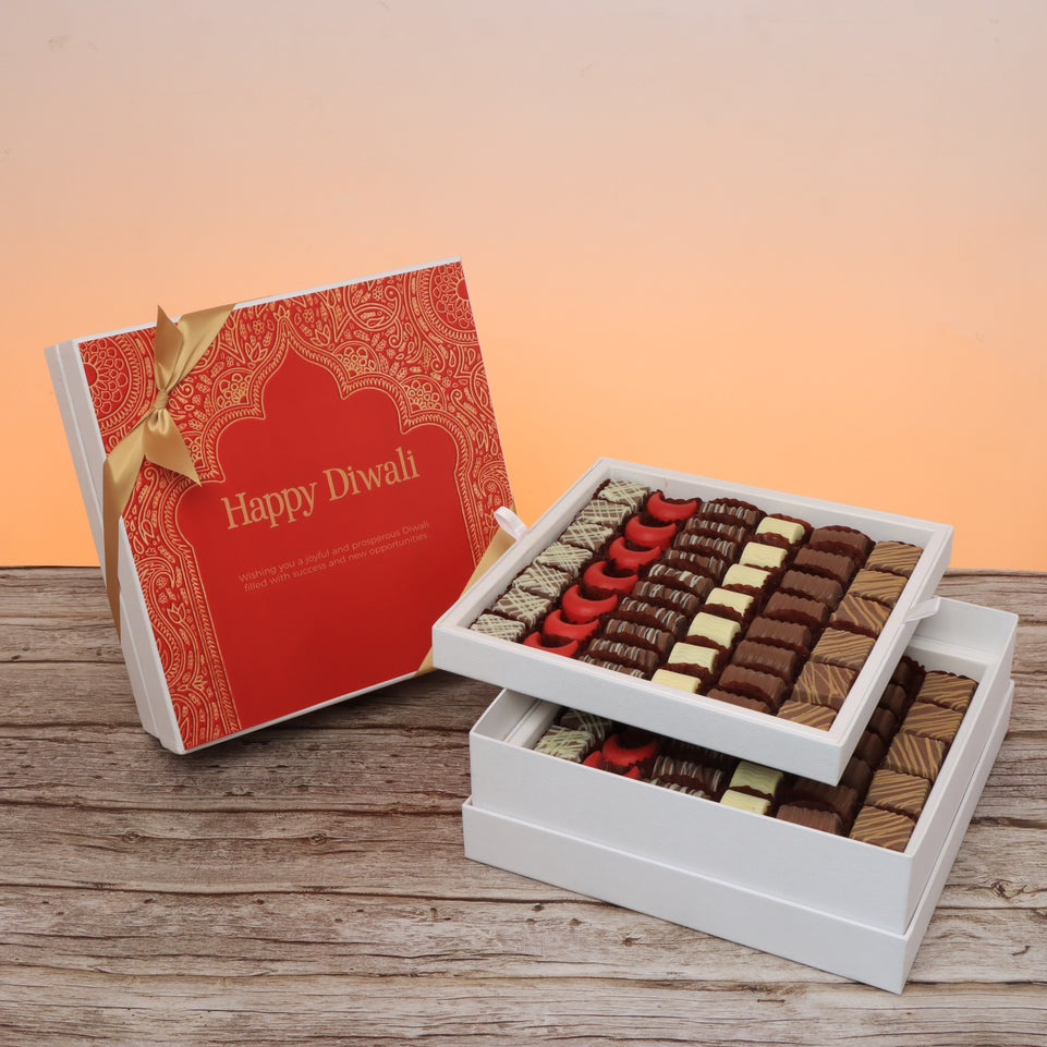 Happy diwali festive frame designed premium chocolate 2-layer hard box