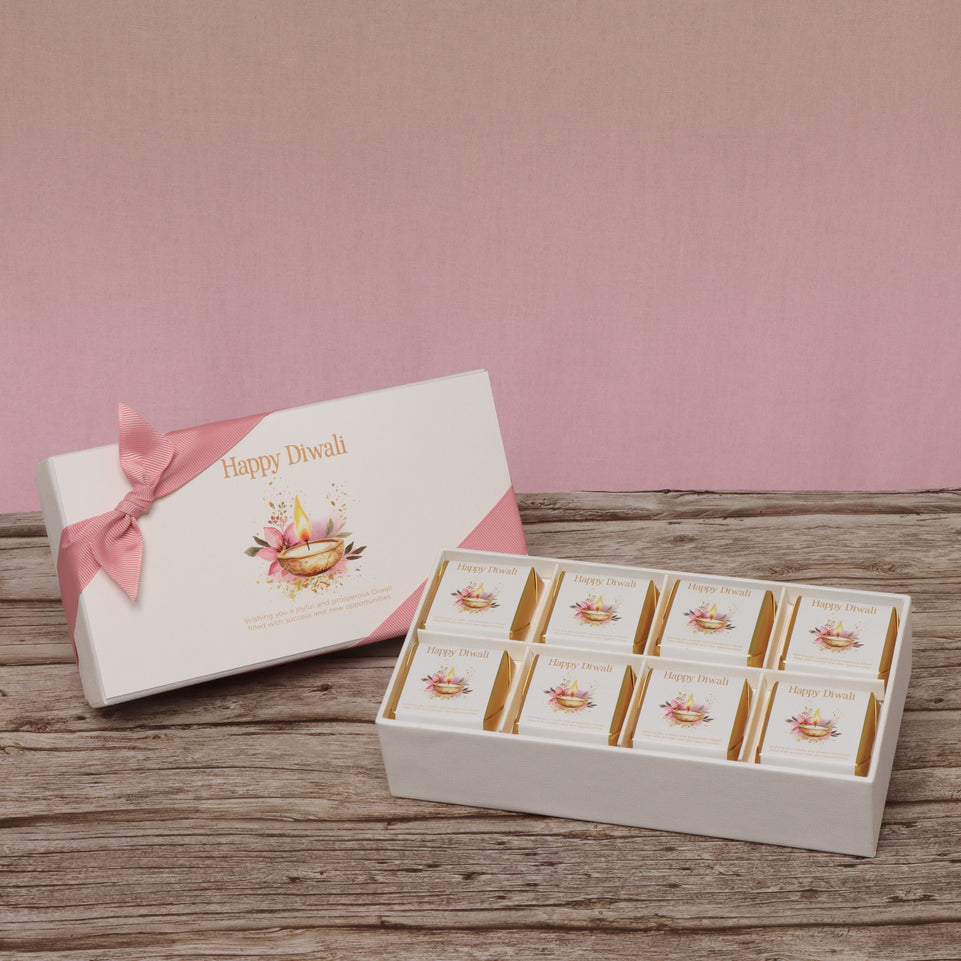 Set of 6 Happy diwali floral candle lights designed premium chocolate 8P hard box