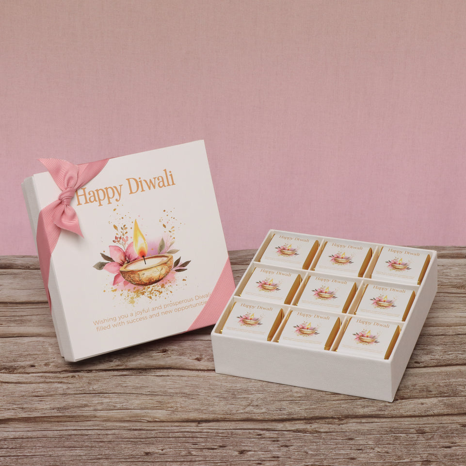 Happy diwali floral candle lights designed premium chocolate 9P hard box