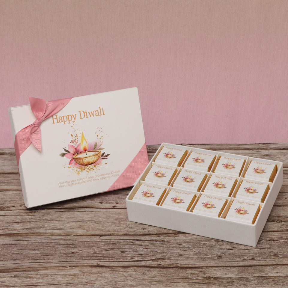 Happy Diwali floral candle lights designed premium chocolate 12P hard box