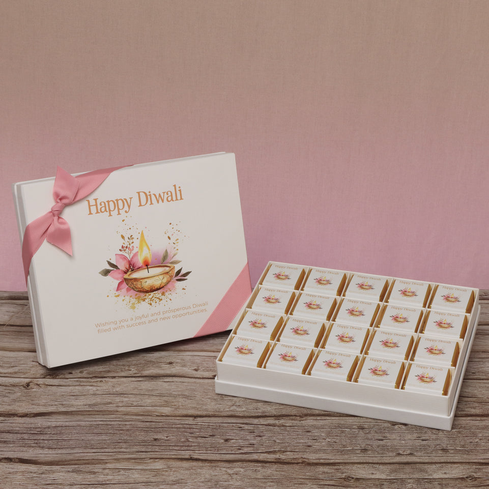 Happy diwali floral candle lights designed premium chocolate 20P hard box