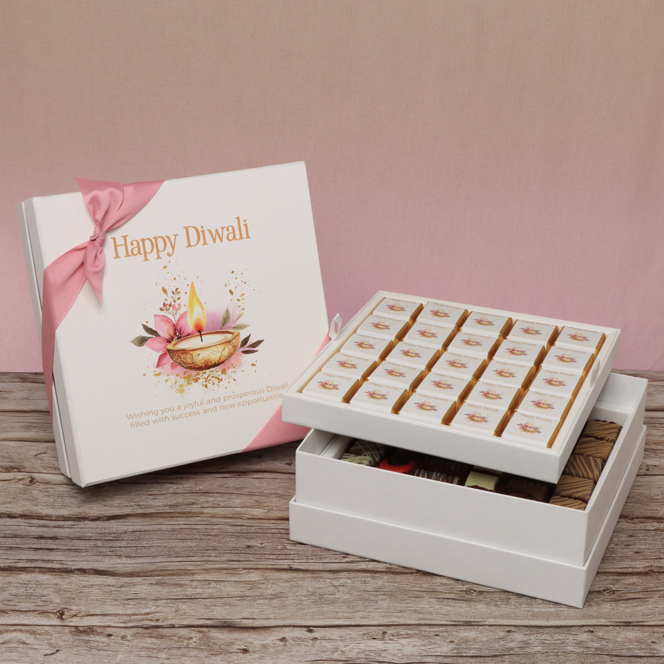 Happy diwali floral candle lights designed premium chocolate 2-layer hard box