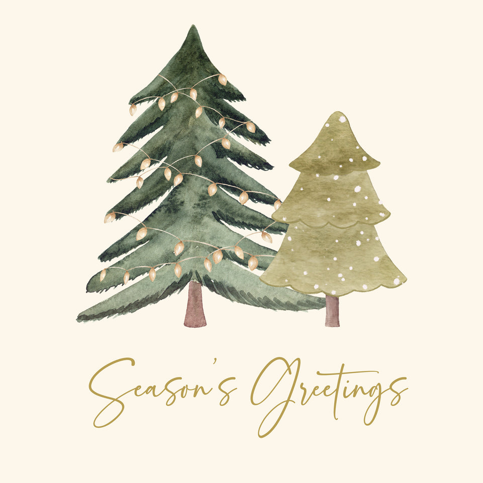 Elegant double tree christmas greeting card