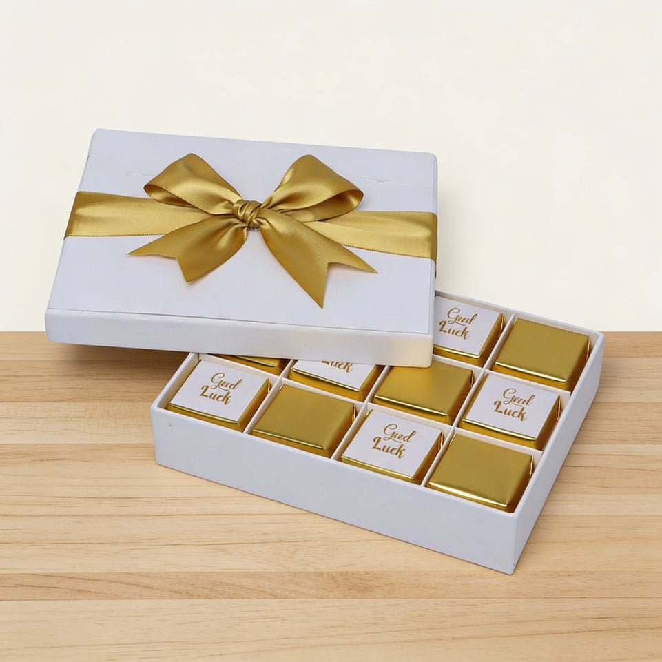 Good luck classic gold designed 12-piece premium chocolate hard box