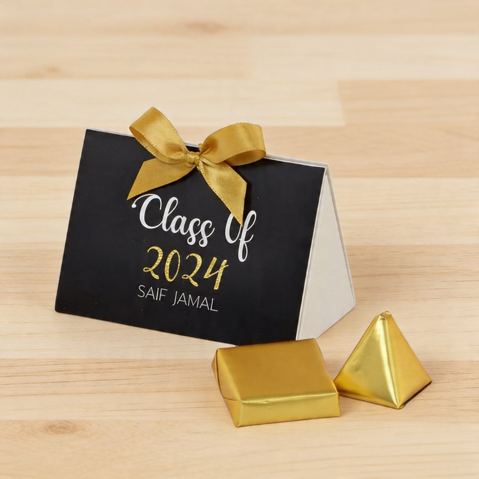 Set of 20 Graduation designed personalized premium chocolate triangle soft box
