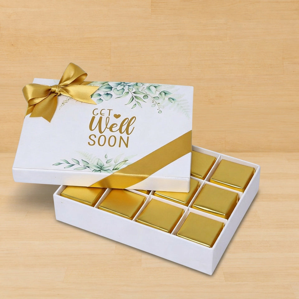 Get well soon eucalyptus designed 12-piece chocolate hard box