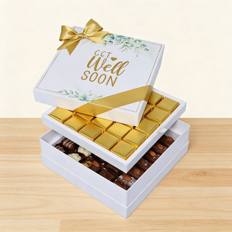 Get well soon eucalyptus designed 2-layer chocolate hard box