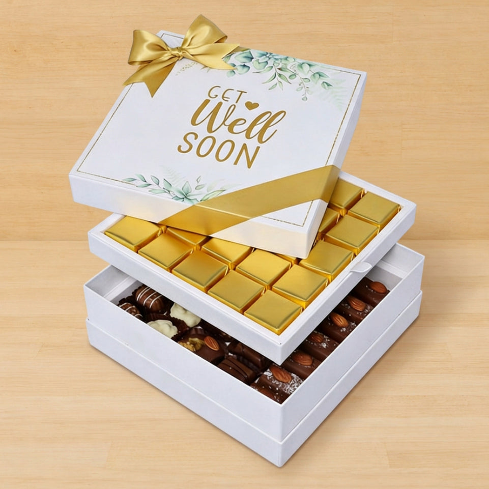 Get well soon eucalyptus designed 2-layer chocolate hard box
