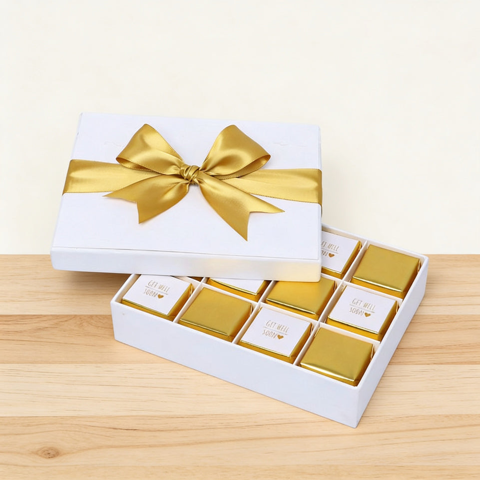 Get well soon gold designed 12P premium chocolate hard box