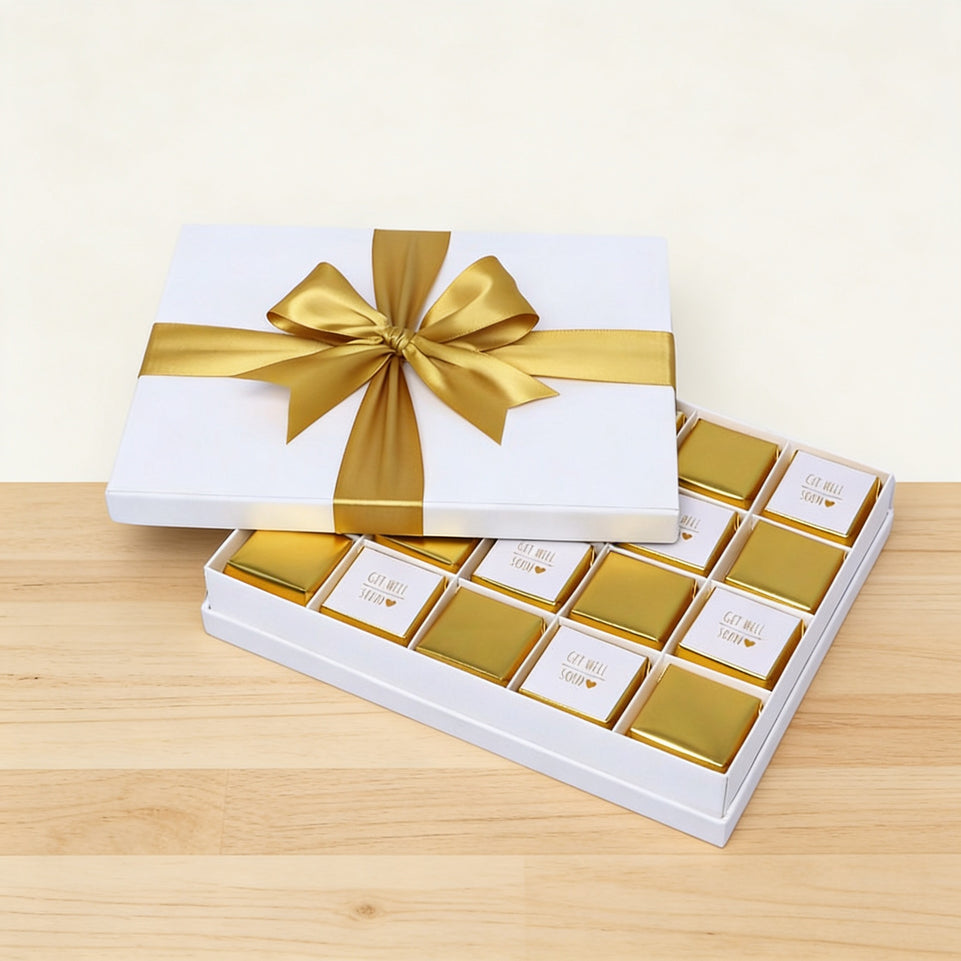 Get well soon gold designed 20P chocolate hard box