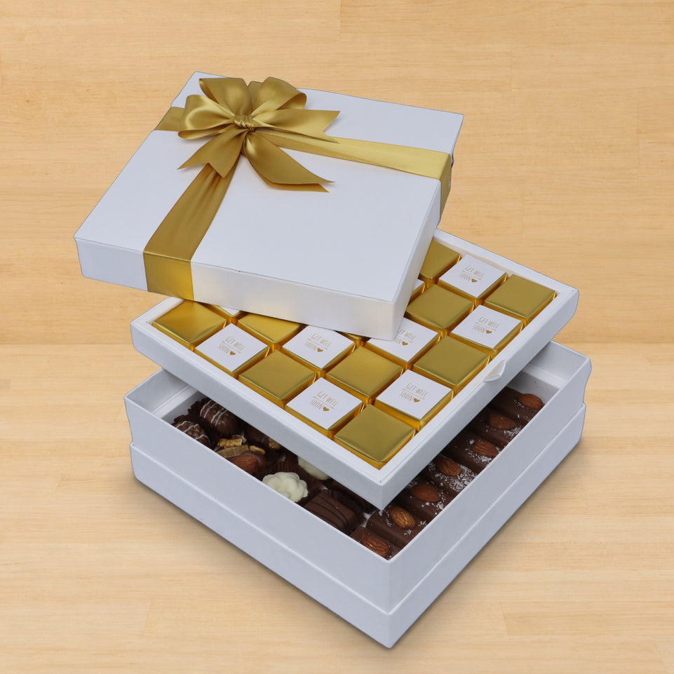 Get well soon gold designed 2-layer chocolate hard box