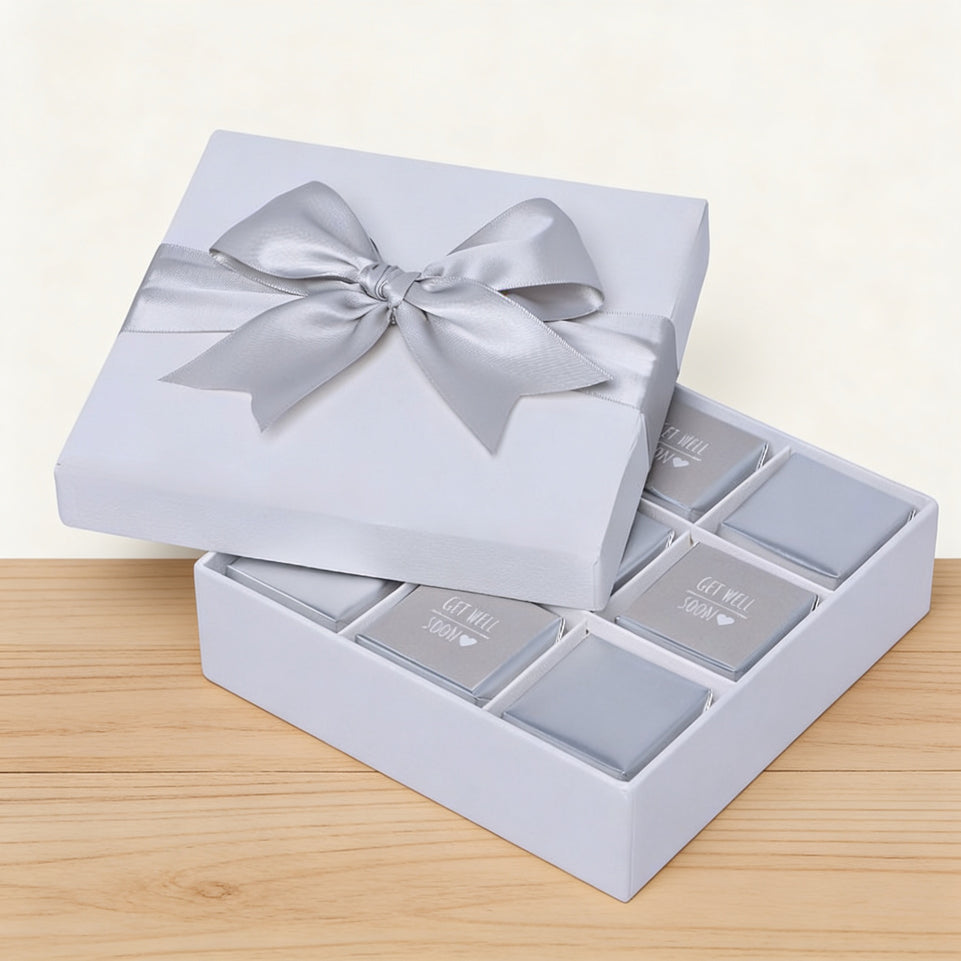 Get well soon silver classic 9P premium chocolate hard box