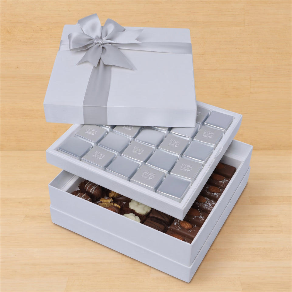 Get well soon silver classic 2-layer premium chocolate hard box