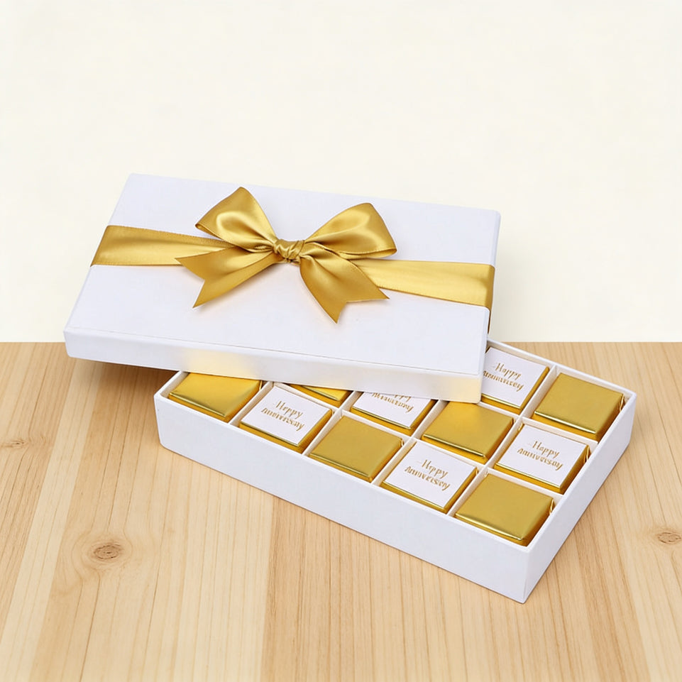 Happy anniversary gold designed 15P premium chocolate hard box