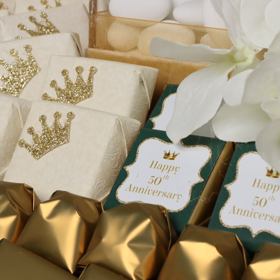 Happy anniversary decorated & customized chocolate large leather tray