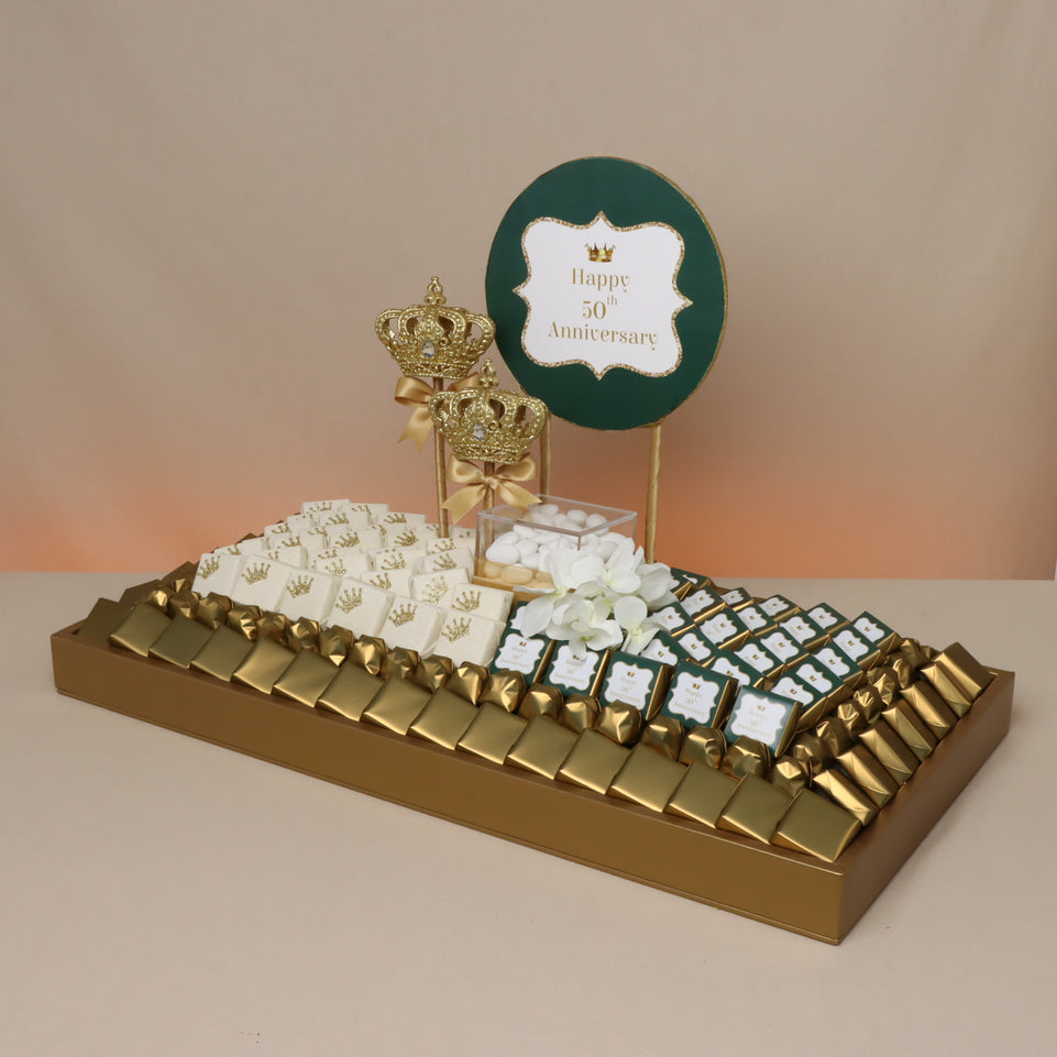 Happy anniversary decorated & customized chocolate large leather tray