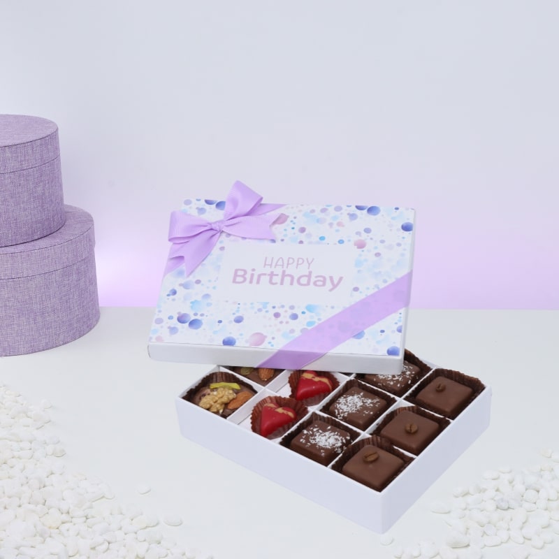 Happy birthday bubble designed 12P chocolate hard box