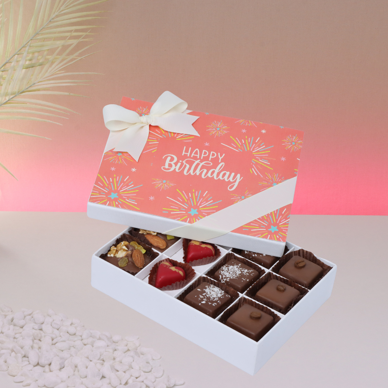 "Happy birthday" fireworks designed 12P chocolate hard box