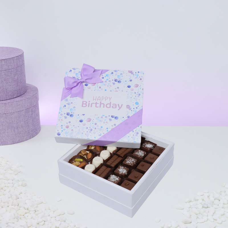 "Happy birthday" bubble designed premium chocolate hard box