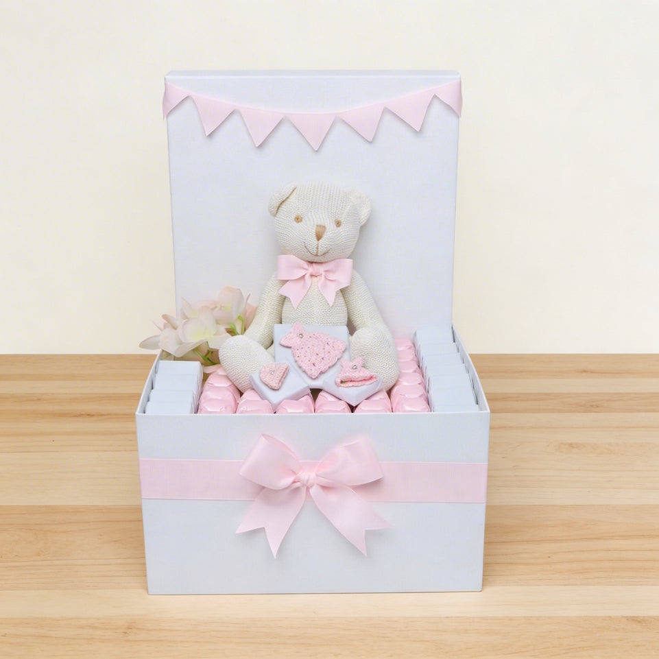 Baby girl teddy decorated chocolate extra large hamper
