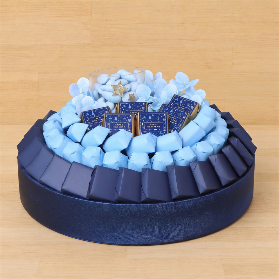 Happy new year designed with premium chocolate round leather tray