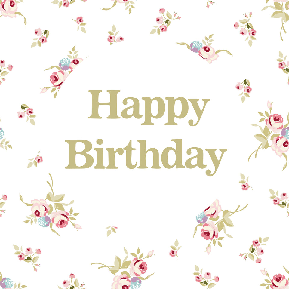 Happy birthday vintage flowers greeting card