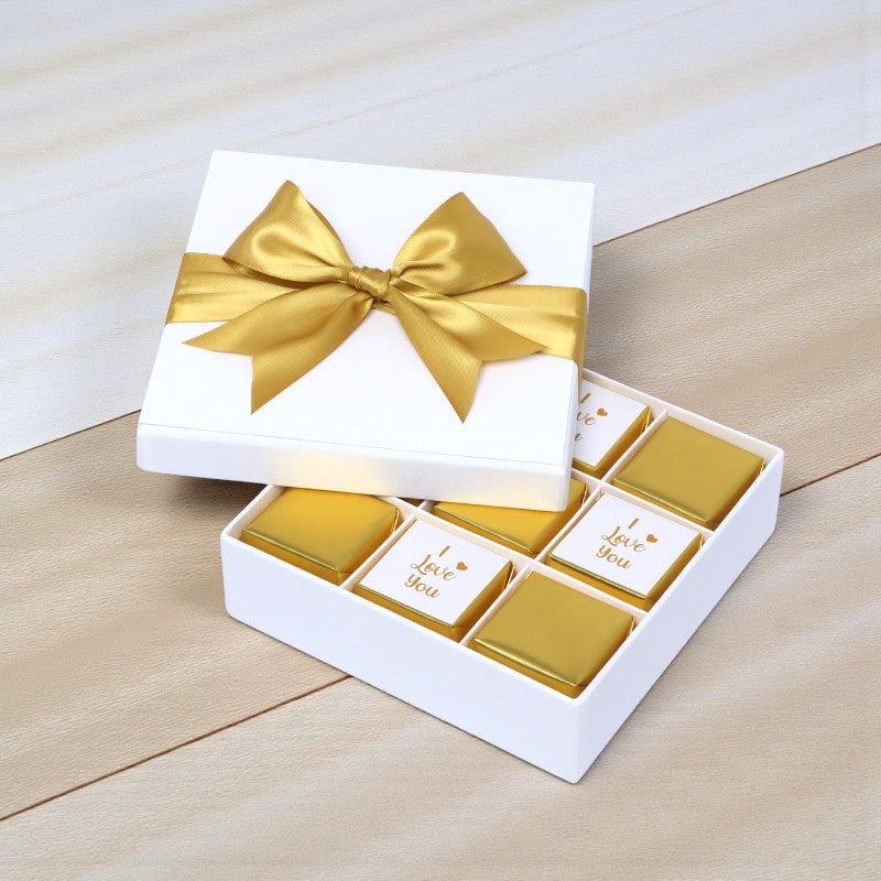 "I love you" gold designed chocolate 9-piece premium chocolate hard box