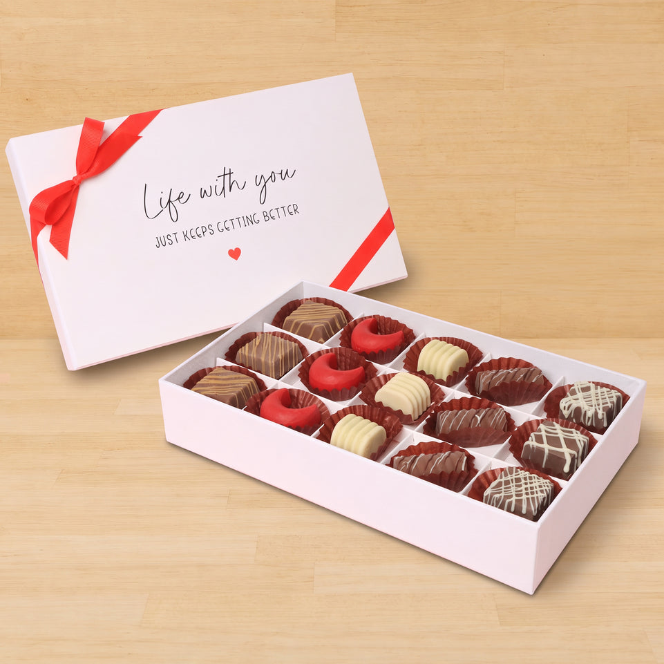 Love message "life with you" designed 15-piece premium chocolate hard box