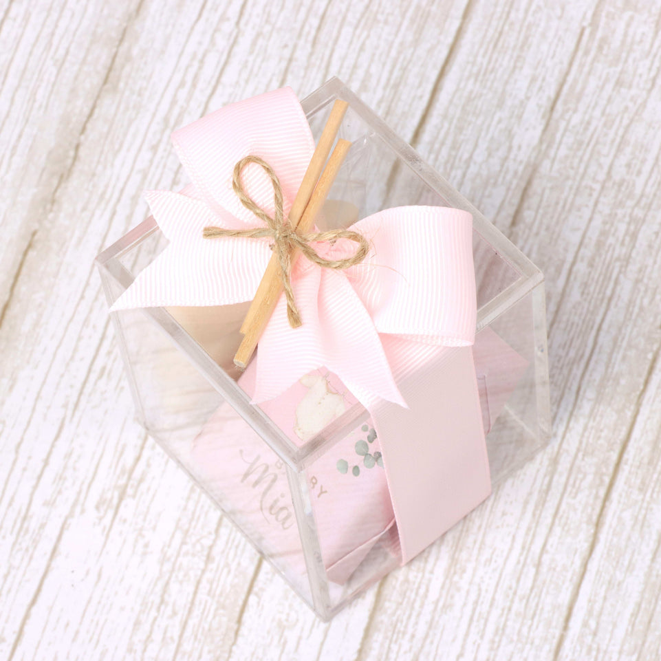 Set of 20 baby girl customized premium chocolate acrylic box