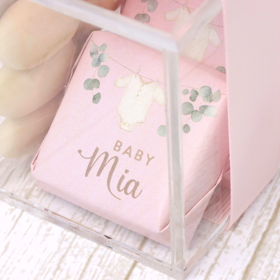 Set of 20 baby girl customized premium chocolate acrylic box