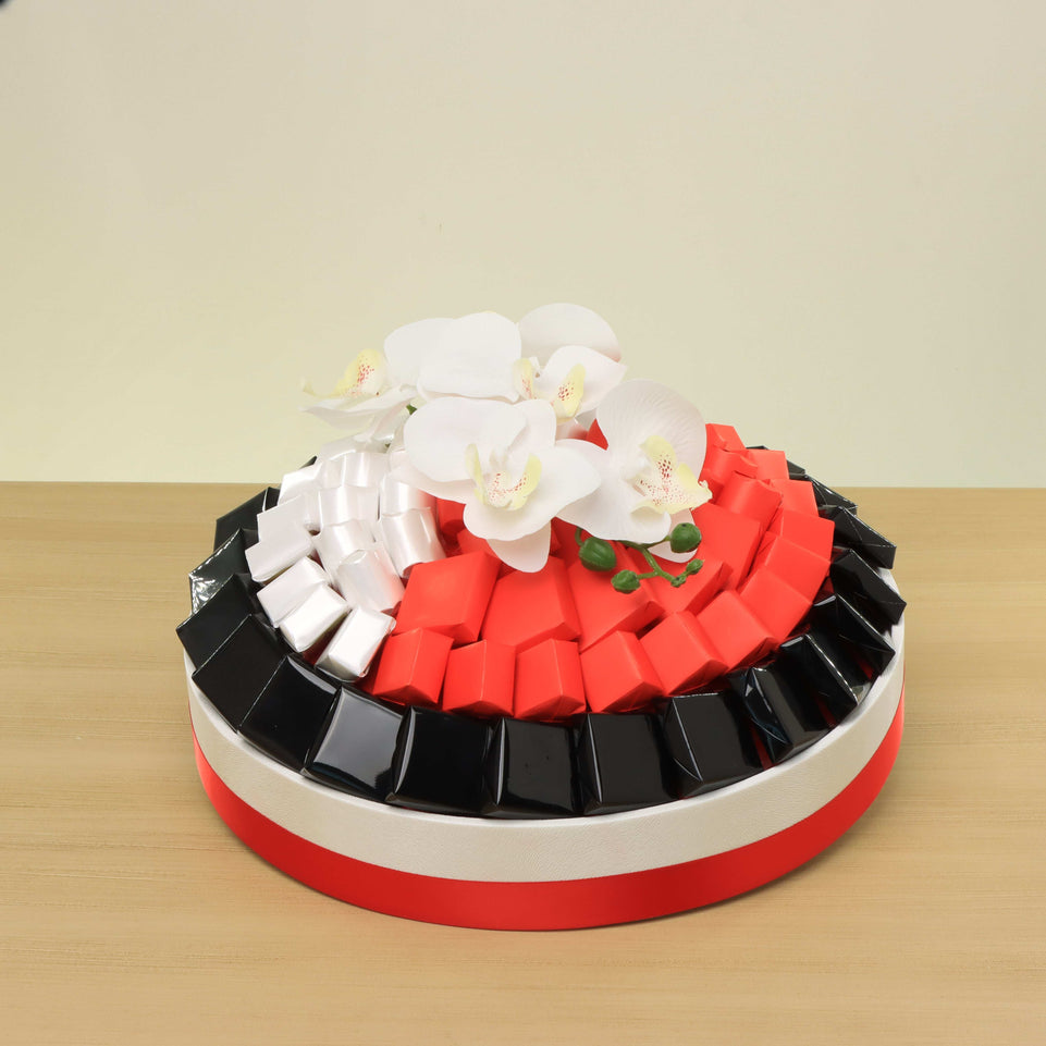 Corporate customized premium chocolate round leather tray