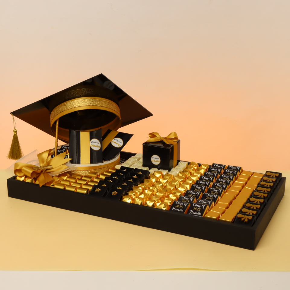 Graduation personalized & decorated chocolate leather large tray
