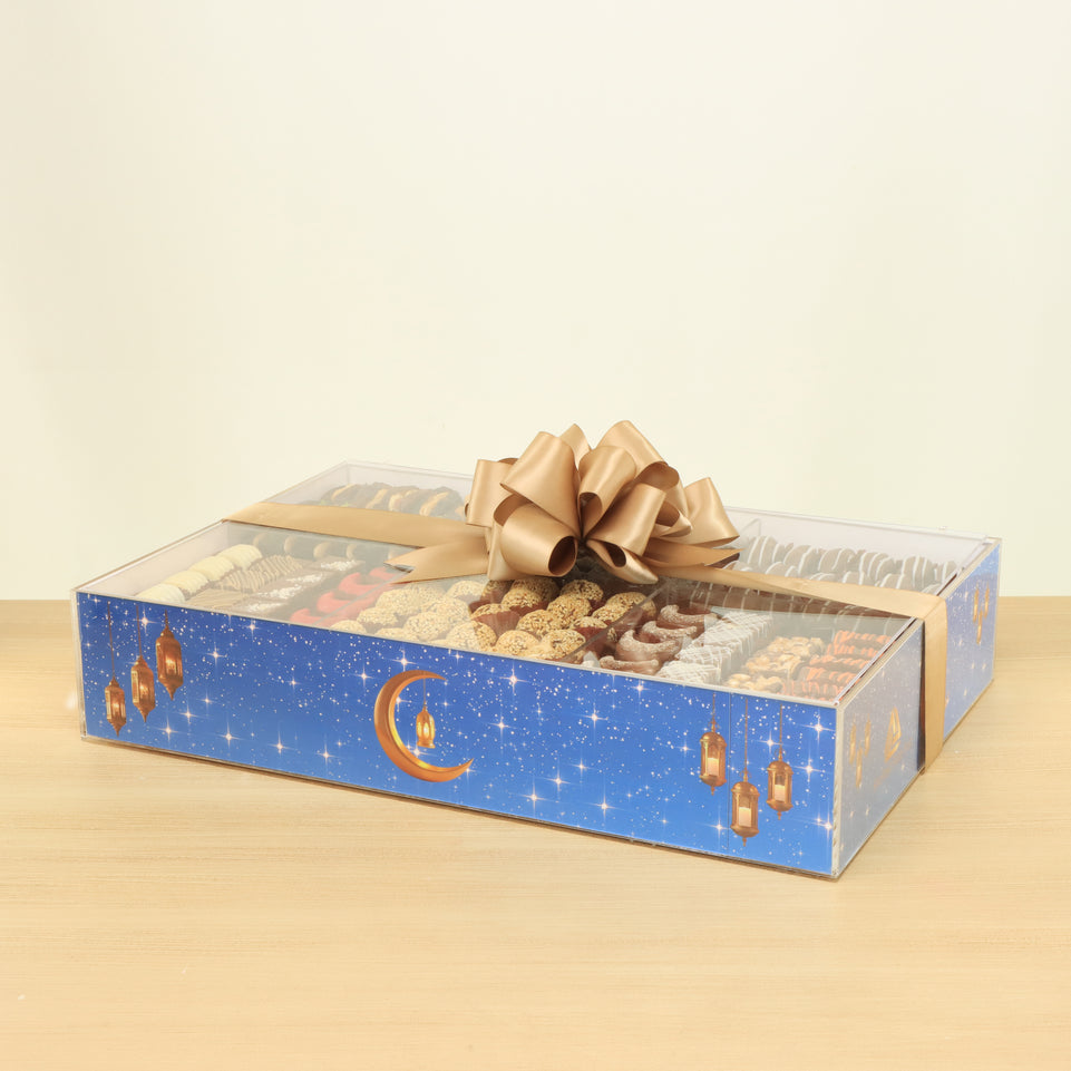 Ramadan designed premium chocolate & dates acrylic tray