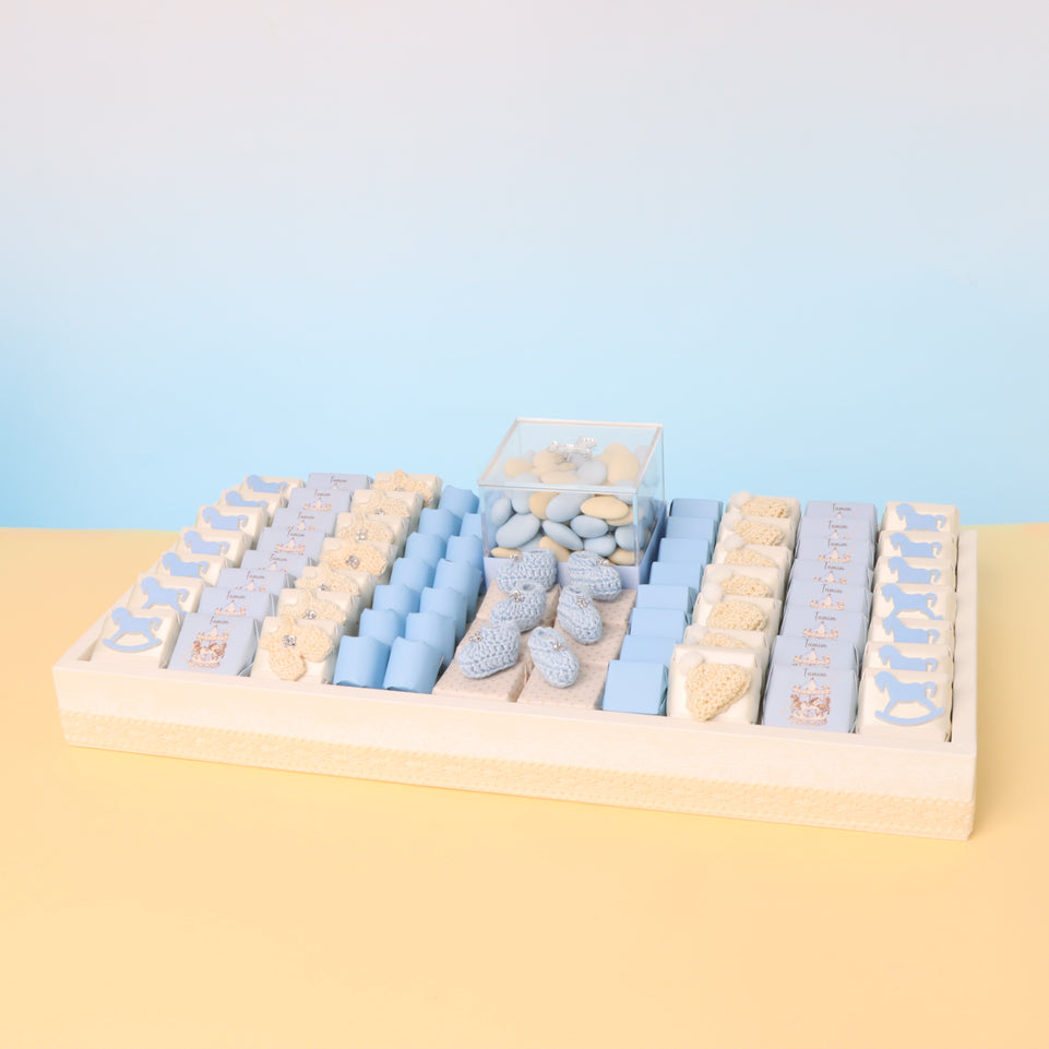 Baby boy carousel theme chocolate medium leather tray