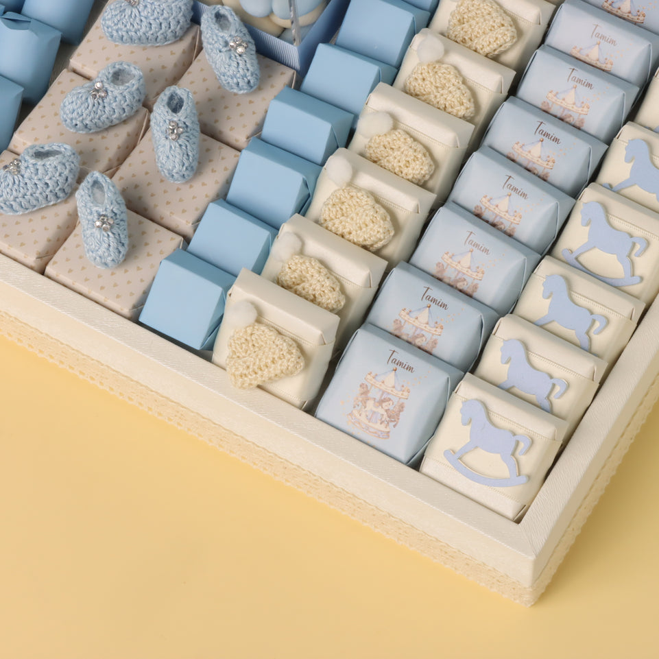 Baby boy carousel theme chocolate medium leather tray