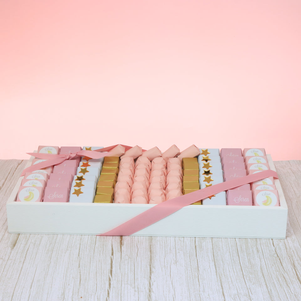 Baby girl moon theme personalized designed chocolate medium leather tray