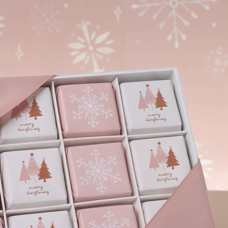Christmas tree & snow flake designed premium chocolate view top hard box