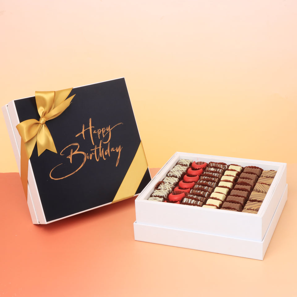 "Happy birthday" black designed chocolate one-layer hard box