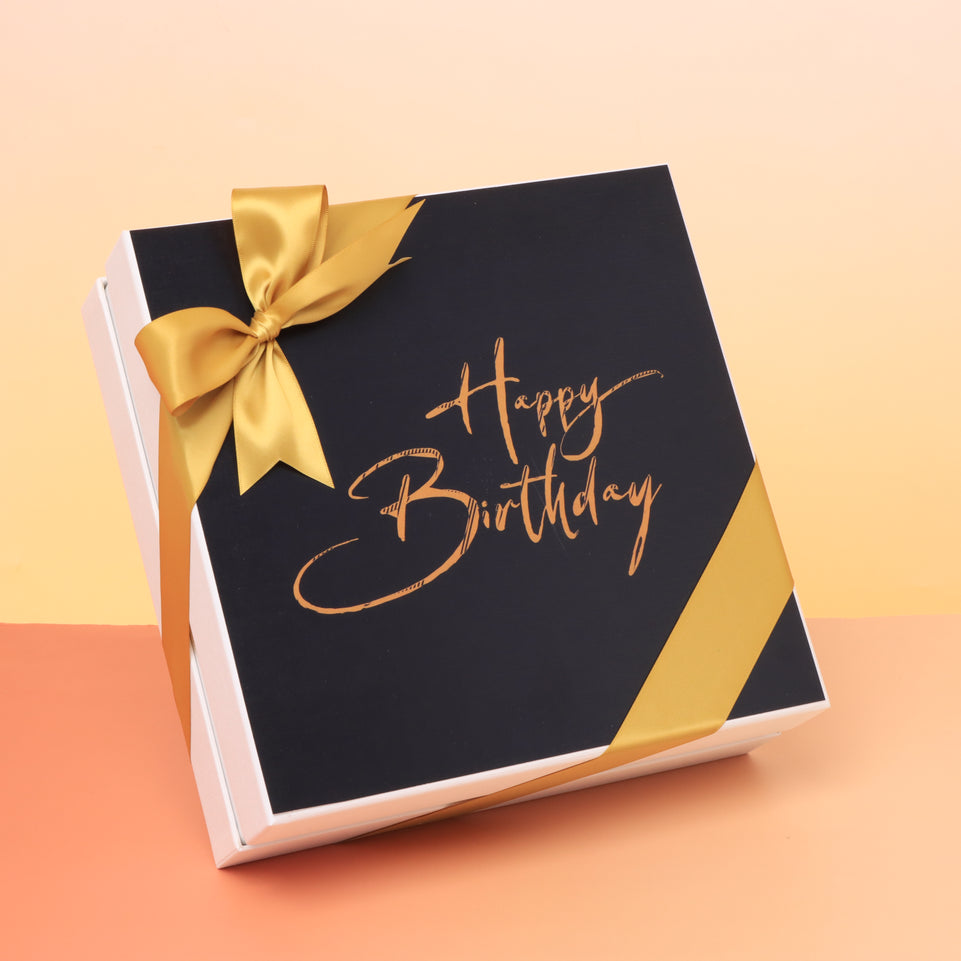 "Happy birthday" black designed chocolate one-layer hard box