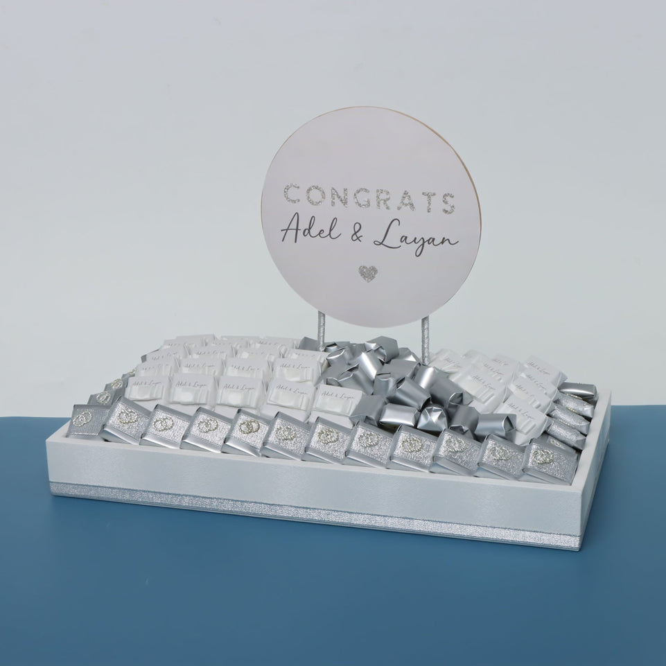 Bridal personalized & decorated chocolate medium leather tray