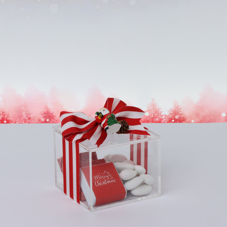 Set of 20 Christmas premium chocolate & almond dragees acrylic box