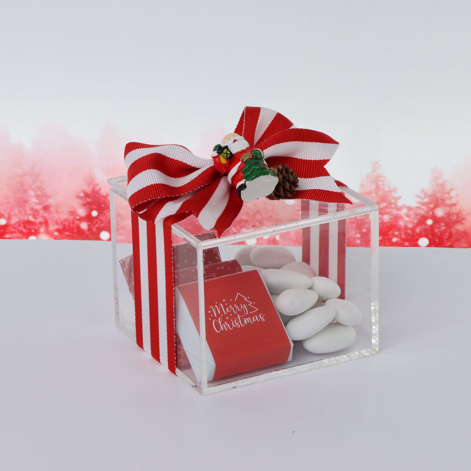 Set of 20 Christmas premium chocolate & almond dragees acrylic box