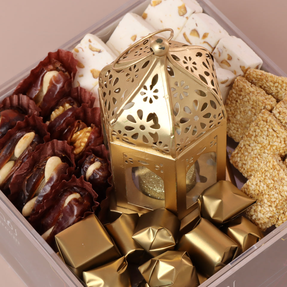 Ramadan geometrical designed chocolate and sweets acrylic medium tray