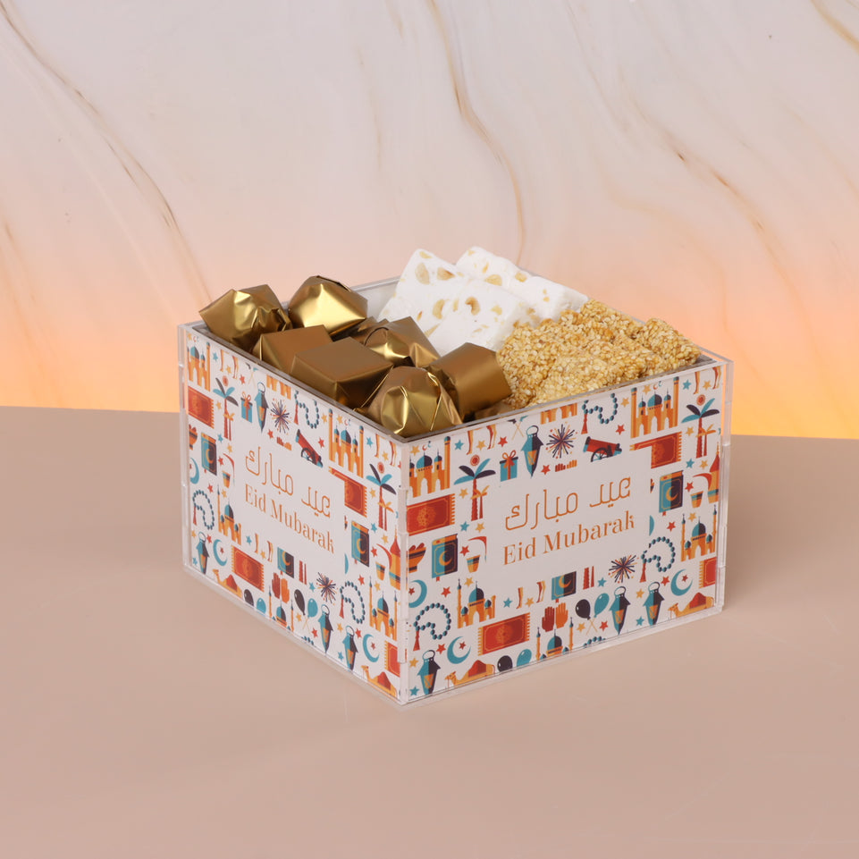 Eid Mubarak patches designed premium chocolate & sweets acrylic small tray