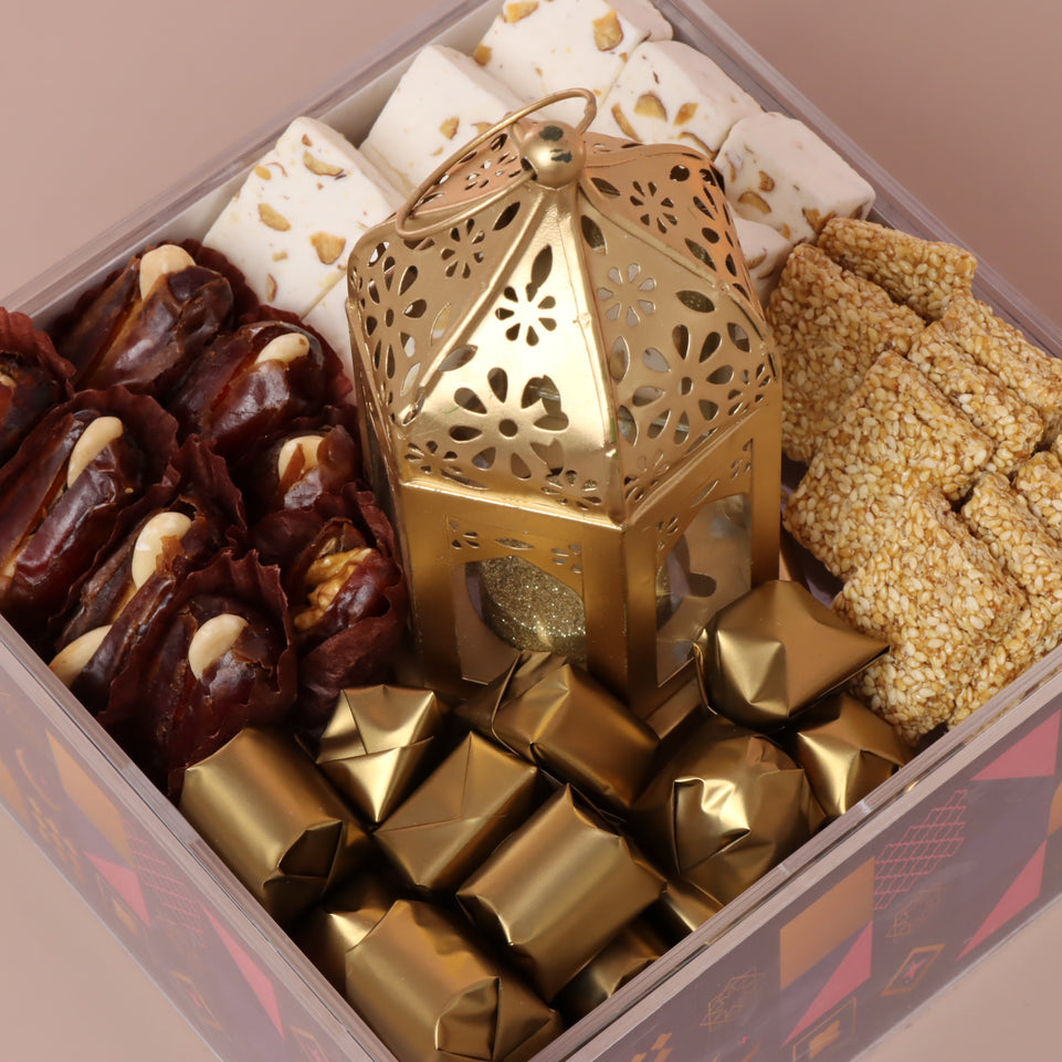 Ramadan Kareem colorful patches designed chocolate and sweet acrylic medium tray