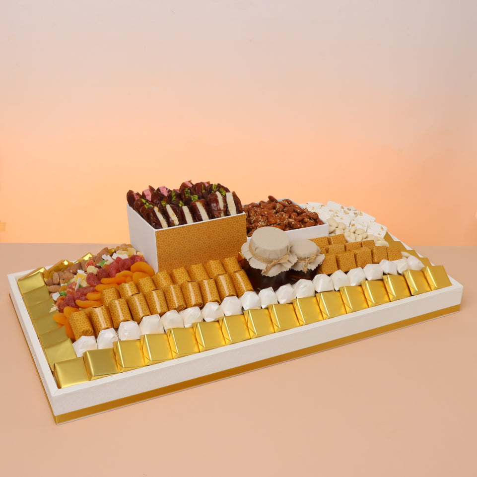 Luxury Eid Al Adha chocolate & sweets large leather tray