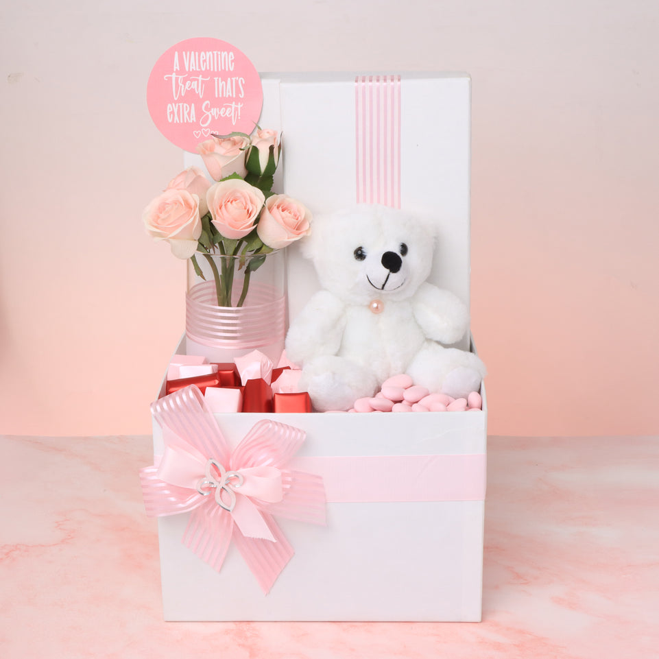 Valentine's decorated flower , teddy premium chocolate large hamper